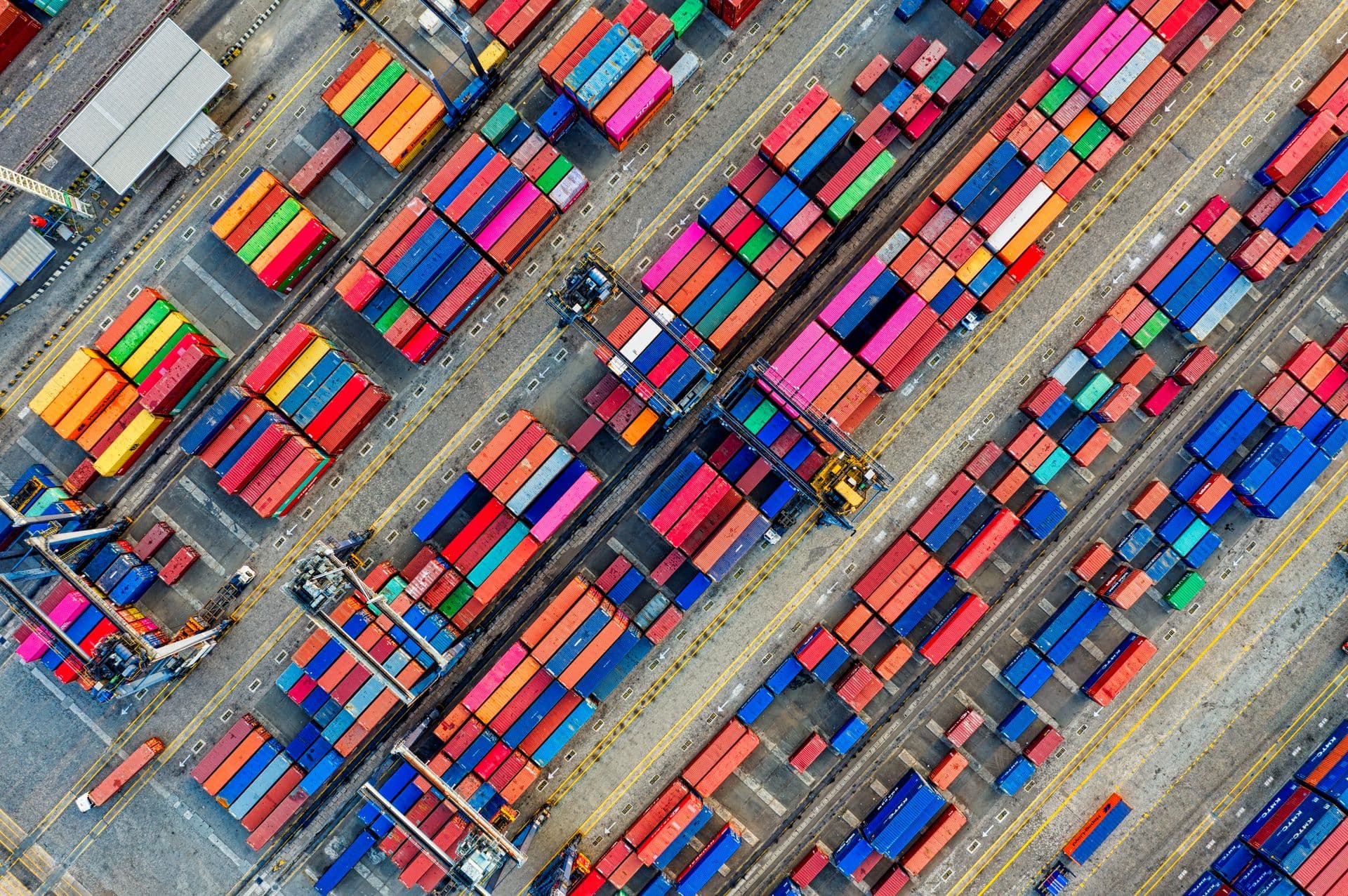 Aerial view of a container terminal